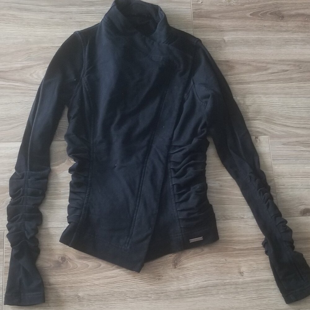 LULULEMON BLACK ZIP GATHERED BODY AND SLEEVES JACKET SIZE 4